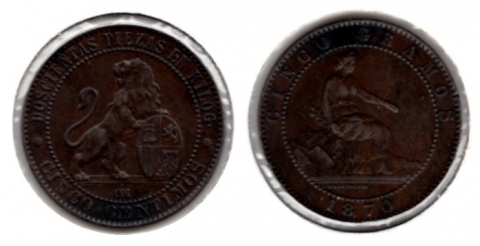 5 Centimos Spanien 1870