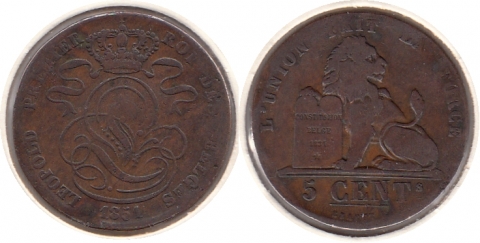 5 Centimes Belgien 1851