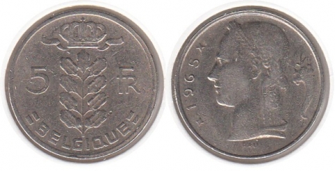 5 Francs Belgien 1965