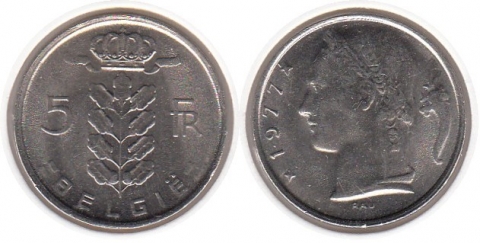 5 Francs Belgien 1977