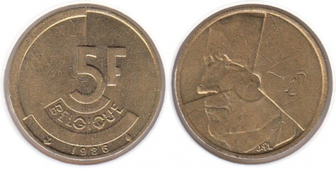 5 Francs Belgien 1986