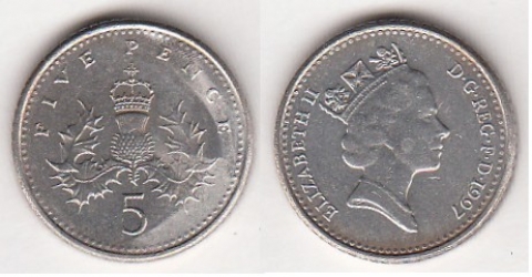 5 Pence Großbritannien 1997
