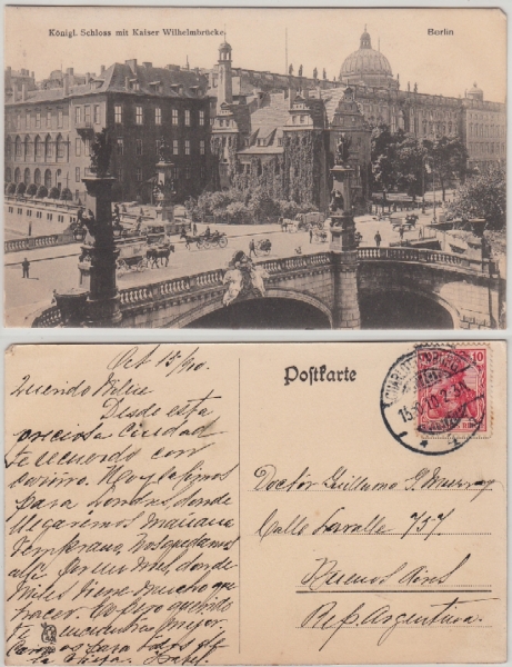 AK Berlin, Königl. Schloss mit Kaiser Wilhelmbrücke