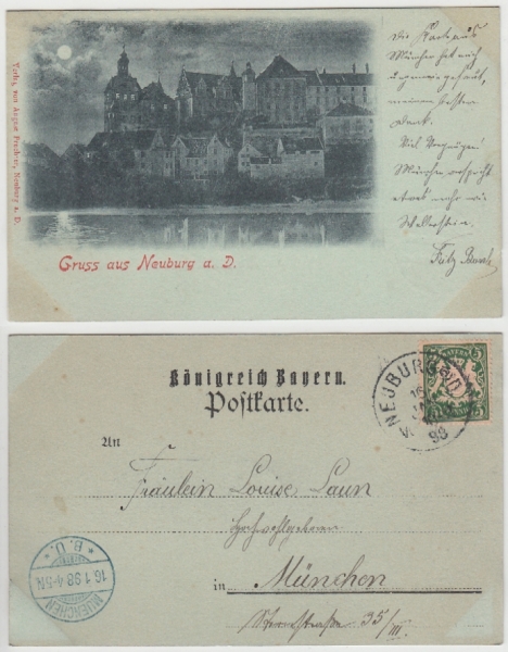 AK Neuburg an der Donau, Mondschein